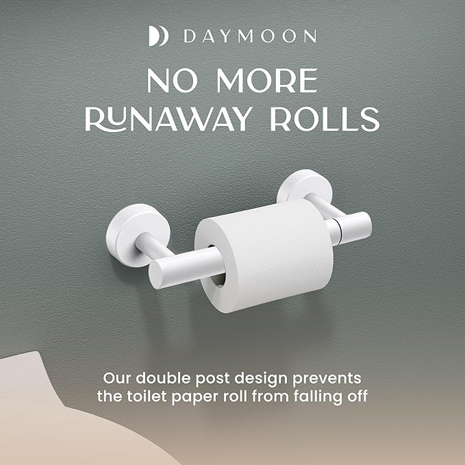 Day Moon™ - Toilet Paper Holder - Modern Roll Holder for Bathroom - 1 Pack - Wall Mount - Classic, White