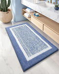 Color&Geometry Bathroom Runner Non Slip, 24"x59" Blue Bath Runner Rug, Absorbent, Soft, Washable, Microfiber Bath Mat Bathroom Carpet