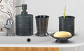 nu steel 4pc Collection-Oil Rubbed Bronze Bogart Metal Bath Accessory Set for Vanity Countertops, 4 Piece Luxury Ensemble Includes Dish, Toothbrush Holder, Tumbler, soap and Lotion Pump (BG-3456-SET4)