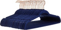 Amazon Basics Slim Velvet Non-Slip Space Saving Suit Clothes Hangers, Sturdy Construction, Navy Blue/Rose Gold, 50-Pack