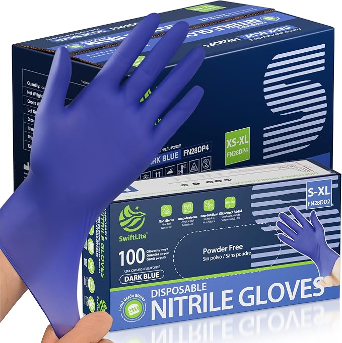 SWIFTLITE Disposable Nitrile Gloves, Food Safe, Latex-Free Powder-Free, Kitchen Rubber Gloves for Cooking and Cleaning