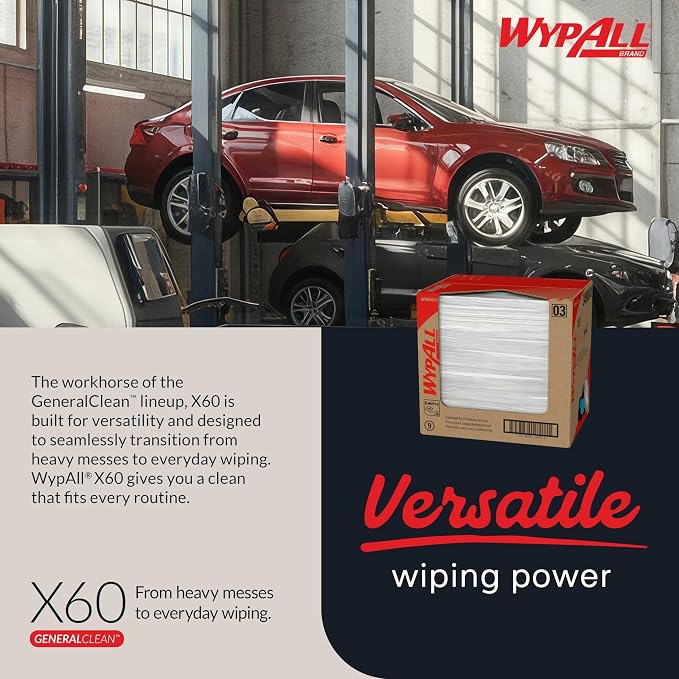 WypAll GeneralClean X60 Cloths Multi-Task Cleaning Wipes (34900), Strong and Absorbent Towels, White (6 Packs of 150 Sheets, 900 Sheet Total)