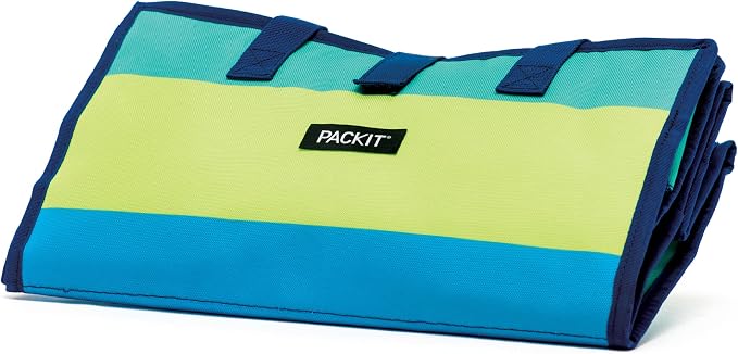 PackIt Freezable Grocery Tote, with EcoFreeze Technology, Foldable, Reusable, Zip Closure, Dual Handles