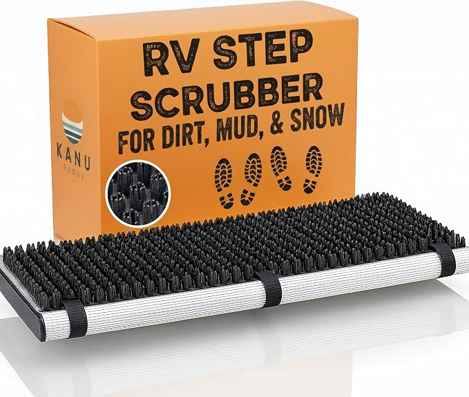 TrailScrubber RV Step Covers for RV Steps & Trailer Stairs | Bristle Boot Brush Scrubber Cleans Dirt, Mud & Snow from Shoes | Non-Slip Boot Cleaner for Camper Step Covers
