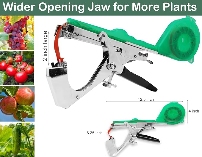 Miyake Plant Tying Machine, Garden Tape Tool for Vine Tying | Tie Up Vine Tomatoes Grapes Cucumbers Flowers, 30 Rolls Tape & 10000 Staples, Replacement Blade