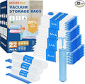 HOUSE DAY 22 Pack Vacuum Storage Bags with Pump,Space Saving Vacuum Seal Bags For Clothing Travel,4 Jumbo/4 Large/4 Medium/4 Small, 2S/2XS/2XXS Roll Up Bags, Hand Pump Included, Sealer Clothes Storage