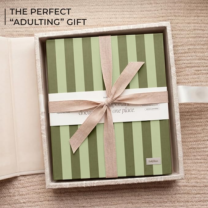 Document Organizer Binder for Important Papers & Passports, Olive