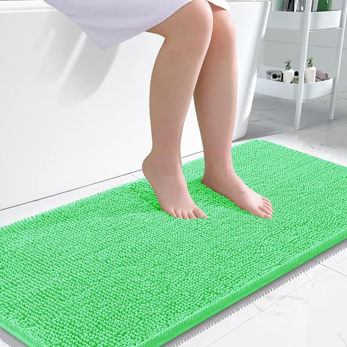 OLANLY Large Bathroom Rugs 50x30, Extra Soft Absorbent Chenille Bath Rugs, Rubber Backing Quick Dry, Machine Washable Bath Mats for Bathroom Floor, Tub and Shower, Home Decor Accessories, Mint Green
