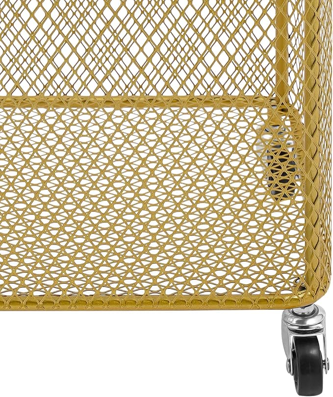 Laundry Basket, Large Rolling Fashion Laundry Basket, Dirty Clothes Hamper Cart with Wheels Metal Dorm Room Essentials for Laundry Room, Balcony, Bathroom, Bedroom, Kitchen (Gold, Square)