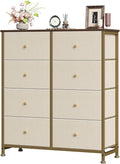 Sweetcrispy 8 Drawer Dresser for Bedroom, Organizer Storage Drawers, Khaki | Fabric Storage Tower, Chest of Drawers with Steel Frame, Wood Top for Living Room, Closet