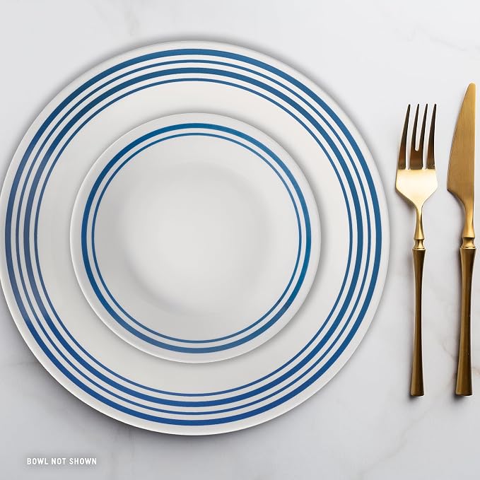 Corelle Vitrelle 18 Piece Glass Dinnerware Sets Service for 6, Triple Layer Chip & Crack Resistant Glass Plate and Bowl Sets, Laila