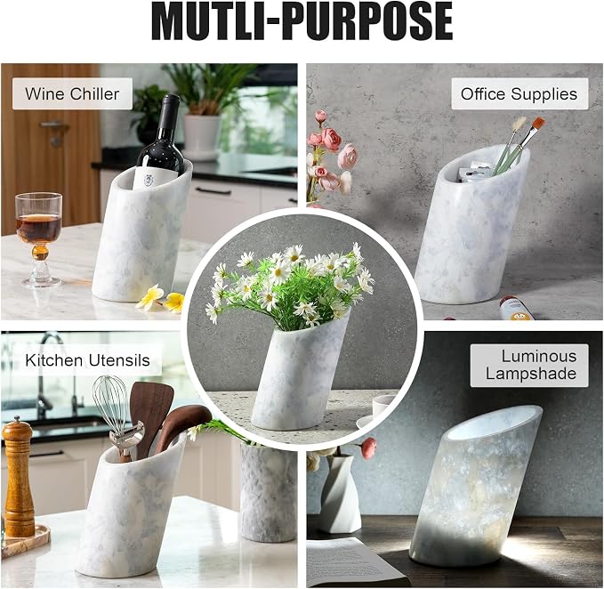 BCS Marble Wine Bottle Chiller - Versatile Wine Chillers for Bottles - Applicable to Kitchen Utensil Holder/Makeup Brush Holder for Desk That Also Serve as Lamp Shade(Namib Sky)