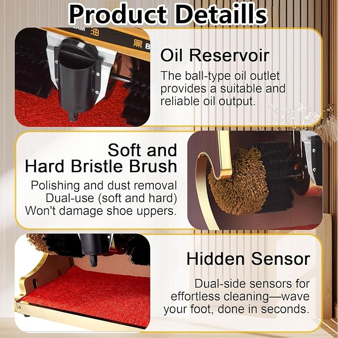 Polishing Shoes Machine,Electric Shoe Shine Machine, Automatic Shoe-Shine Machine, Shoe Polisher, Combined Spherical Brush, Household/Commercial - Electric Brush Machine Black
