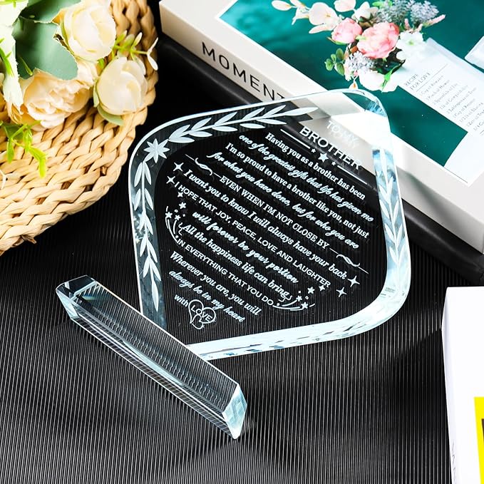 Gifts for Brother Meaningful Brother Birthday Gifts from Sister Brother Laser Engraved Crystal Keepsake for Best Fathers Day Christmas Graduation Gift for Brother Adult
