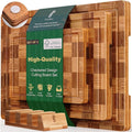 Extra Large Bamboo Cutting Boards, 3-Pack Heavy Duty Bamboo Cutting Boards Set with Juice Grooves & Non-Slip Feet – Extra Large Thick Wood Chopping Board for Meat, Fruits & More, Non-Toxic & Durable
