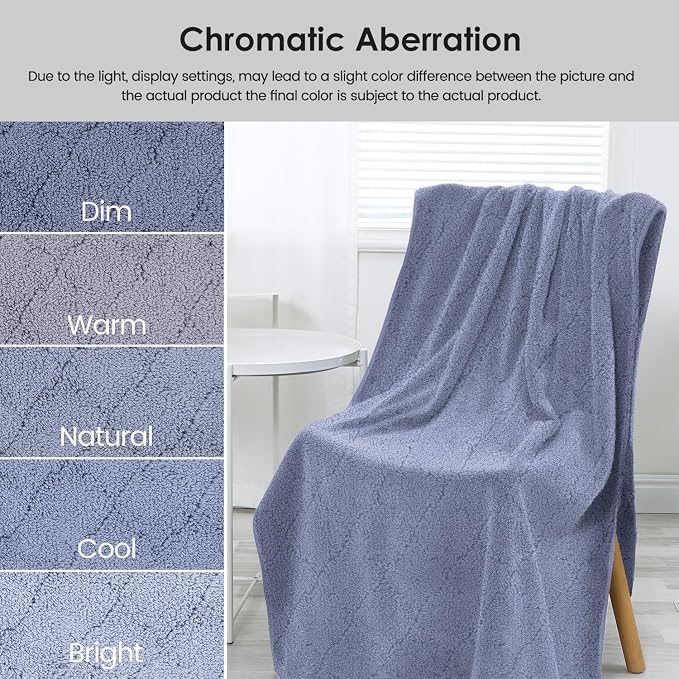 JML Bath Towels, Pack of 4, 30"x60", Large, Blue | Hanging Loop, Super Soft, Absorbent, Lint Free, Fade Resistant, Lightweight, Quick Dry, Use for SPA , Sauna, Salon Hair Wrap
