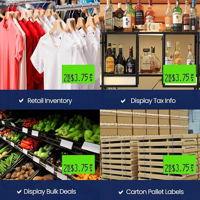 Pricing Labels for Monarch 1131 Fluorescent Green - 20,000 Labels, 1 Sleeve - Made in USA