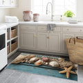 2x8 Seashell Theme Runner Rug for Hallway, Washable Coastal Wood Grain Rug Runner Non Slip, Seashell Fishing Net Home Decor Carpet for Kitchen, Bedroom, Entryway, Laundry Room, Ultra Thin Soft