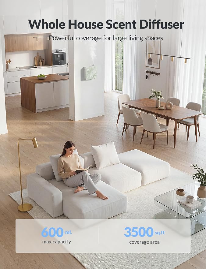 2026 Upgraded 3500 Sq.Ft HVAC Scent Diffuser for Home, Smart Whole House Scent System with App & Remote Control, Hotel Collection Waterless Diffuser for Large Room, Cold Air Tech, 600mL, Marble Green