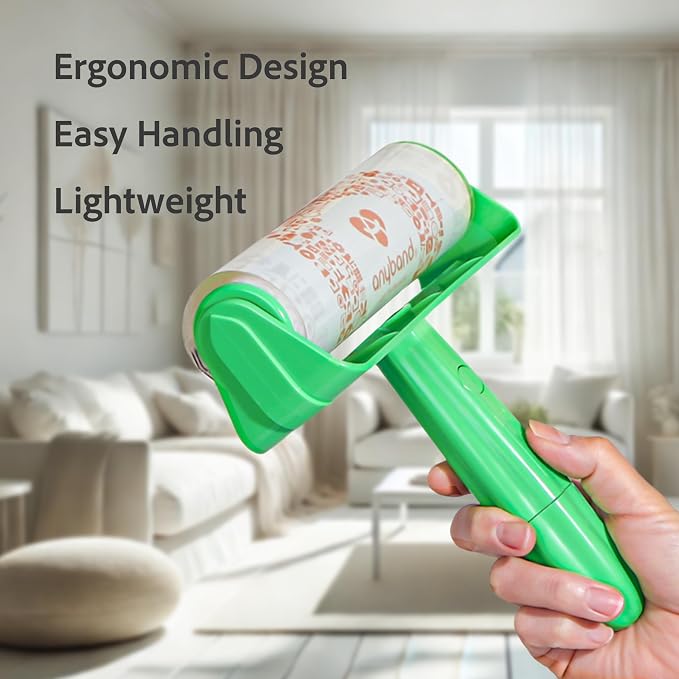 Eco Roll Cleaner-Washable lint Roller-Remover for Cat, Dog and Pet Hair - Extra Sticky Cleaner for Clothes, Carpet, Sofa, Car Seats-Reusable Lint Roller for Cleaning Bed, Floor, Furniture and Walls