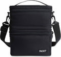 PackIt Mod 3-In-1 Lunch Box for Men and Women, Black with EcoFreeze Technology (Built-in Ice Packs), Removable Crossbody Strap, Designed for Outdoor, Work & Everyday Use