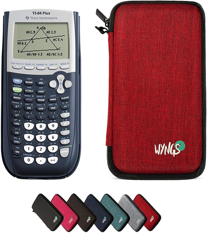 Texas Instruments TI-84 Plus Graphing Calculator with WYNGS Protective Case Red