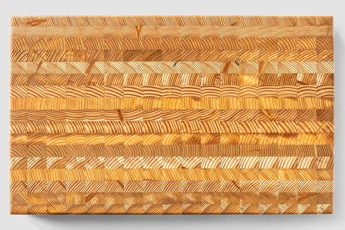 Larch Wood Canada End Grain Large Cutting Board, Standard Line, Handcrafted for Professional Chefs & Home Cooking, 21-5/8" x 13" x 1-3/4"