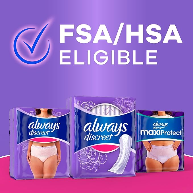 Always Discreet Adult Incontinence Pads for Women, Drier, 4 Drop Regular Length, Moderate Absorbency, Pads for Bladder Control Management, Bladder Leaks, & Postpartum Pads, 66ct