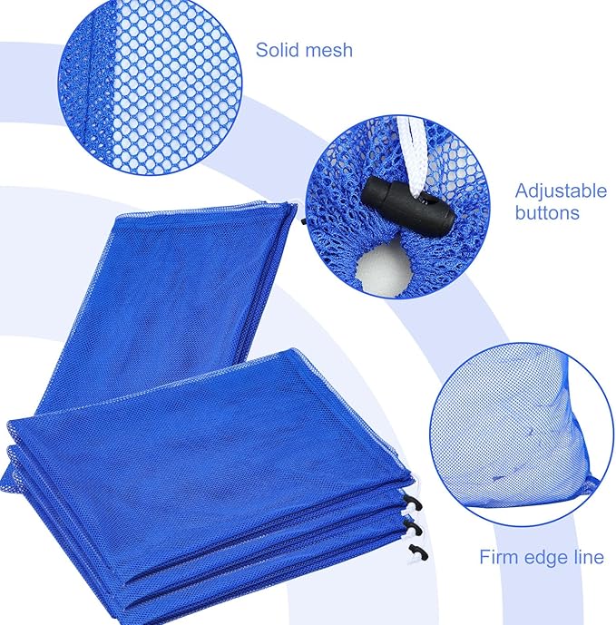 Berlune Large Mesh Laundry Bags, 24 x 36 Inch Bulk Wash Set with Drawstring for Commercial Use, Dorms, Vacation Rentals, Laundromats, Apartments & Facilities(Blue,30)