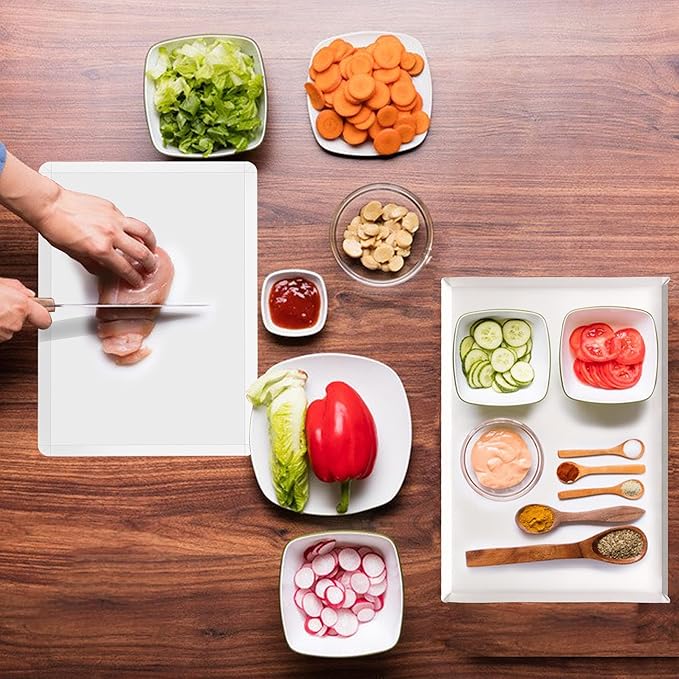 ZVP Disposable Cutting Boards 60 Count, Collapsible Cutting Board Sheet with Built-in Crease, Flexible Plastic Cutting Mat for Kitchen and Commercial Use, 17 x 12 In White