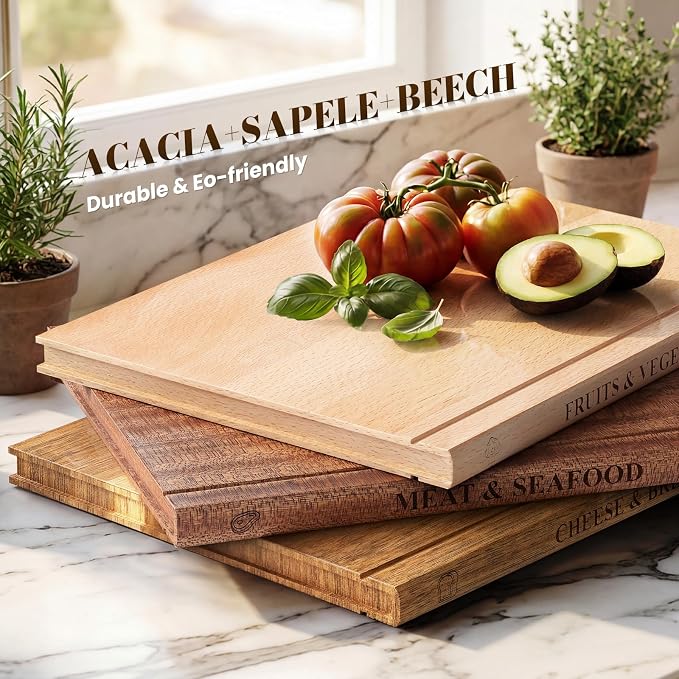 Book Cutting Board Set with Stand, 3PCS Acacia Book Cutting Boards, Library Chopping Board Set for Kitchen, Juice Groove, Three Categories of Tags, Gift for Book Lovers | Library Chopping Board Set for Kitchen, Juice Groove, Three Categories of Tags, G...