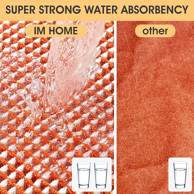 IM HOME Waffle Bath Mat Orange & Cream 4'x2', Boho Woven Modern Bath Mat Rugs, Absorbent Non Slip Bathroom Rugs, Soft Washable Bath Rugs with Tassels for Bathroom, Bedroom, Kitchen, Shower, Tub