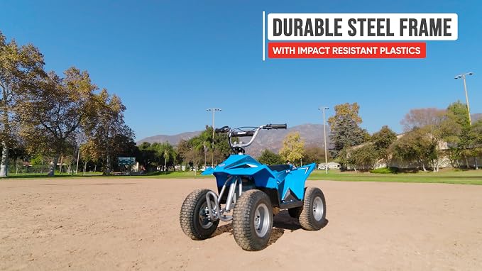 Razor Dirt Quad Electric 4-Wheeler Ride-On for Kids Ages 8+, 120 lb Max Weight – 350W Motor, Up to 8 Mph, 40-Min Run Time on High Speed, Twist-Grip Throttle, Steel Wheels with 12” Pneumatic Tires