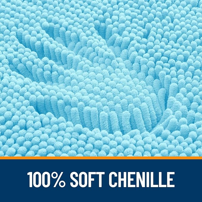 OLANLY Bathroom Runner Rugs 47x24, Soft Absorbent Chenille Bath Rugs, Rubber Backing Quick Dry, Machine Washable Long Bath Mats for Bathroom Floor, Tub and Shower, Home Decor Accessories, Sky Blue