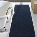 LOCHAS Luxury Bathroom Rug Shaggy Bath Mat 24 x 70 Inch, Navy | Washable Non Slip Bath Rugs for Bathroom Shower, Soft Plush Chenille Absorbent Carpets