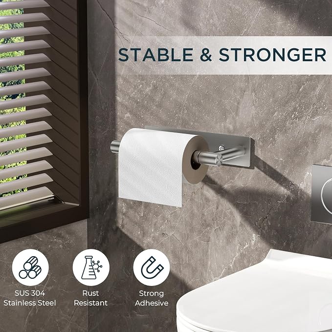 FORIOUS Toilet Paper Holder Wall Mount, Stainless Steel Rustproof Double Post Pivoting Tissue Roll Holder for Bathroom, Commercial Toilet Paper Dispenser (Stainless Steel, Modern Square 2 Pack)