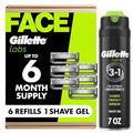 Gillette Labs Razor Refills for Men, 6 Razor Blade Refills and 7oz Rapid Foaming Shave Gel