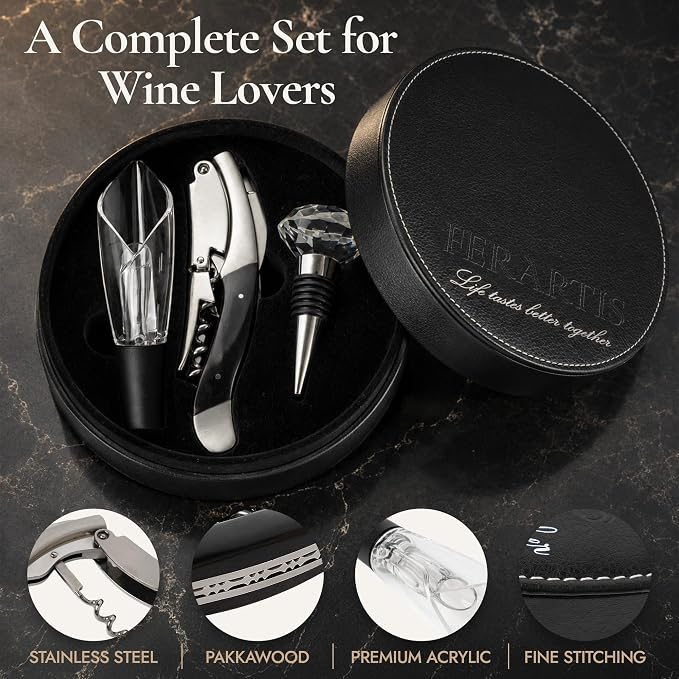 Premium Sommelier Wine Opener Set – Corkscrew, Aerator & Stopper