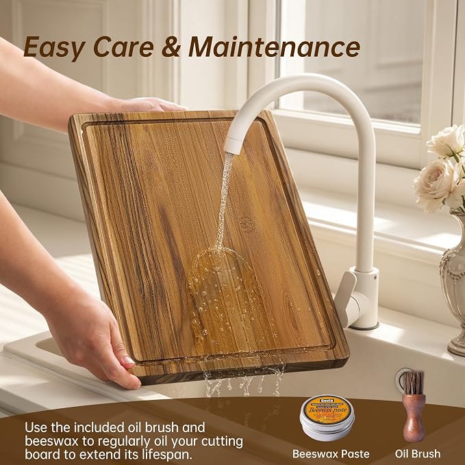 Teak Wood Cutting Board Set of 3 Wooden Cutting Boards for Kitchen | Premium Teak Wood • FSC Certified • Deep Juice Groove • Built-In Handles • Non-Slip Feet • 3 Practical Sizes • Gift-Ready Box