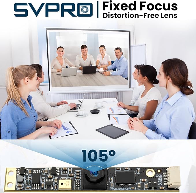 SVPRO 8MP USB Lightburn Camera Module with Microphone, 105°(H) UVC Webcam | 4K USB Camera Module Fixed Focus Wide Angle Laser Engraver Cam for Computer, Raspberry Pi