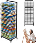 Art Drying Rack 27 Removable Shelves,Mobile with Locking Wheels, Heavy-Duty Metal Paint Drying Stand for Canvas, Artwork, Classroom, Art Studio, School