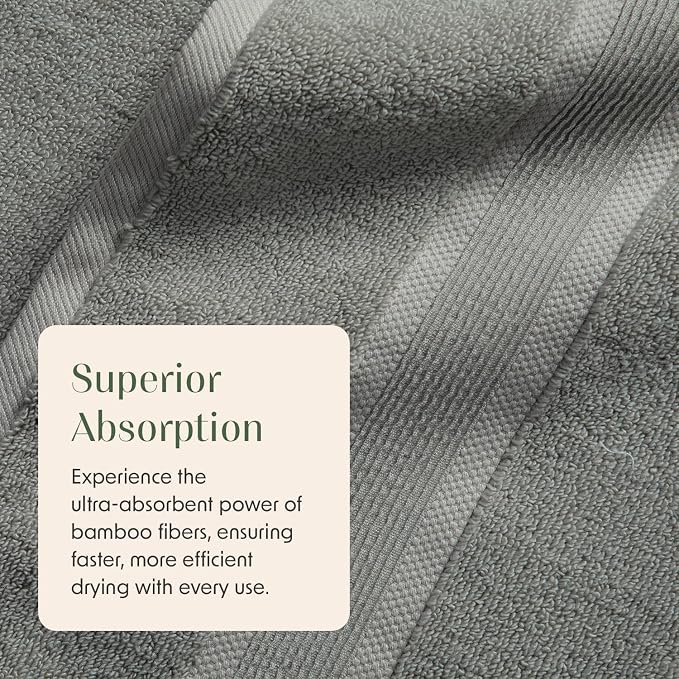 Springtree Home Luxury Bamboo Rayon Bath Towel Set | 4-Pack | Carbon Grey | 35% Bamboo Rayon - 65% Zero Twist Cotton | Absorbent Quick-Dry Towels for Bathroom | Ultra Soft | OEKO-TEX Standard 100