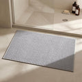 Triohero Bathroom Rugs Non Slip Washable, Super Absorbent Thin Bath Mat Quick Dry Low Pile Bathroom Rug, Light Grey 24"x36"