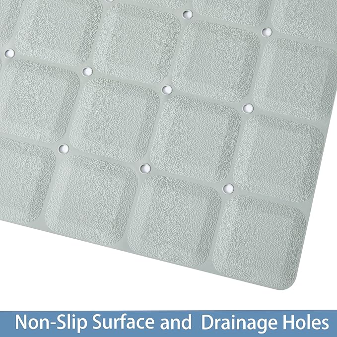 Webos Foldable Silicone Bathtub Mat: Jumbo Size Heavy Duty Safety Bath Mat for Tub Without Suction Cups Non Slip Bath & Shower Mat for Textured, Reglazed, Refinished Tub (Grey, 35.8 x 17.7)