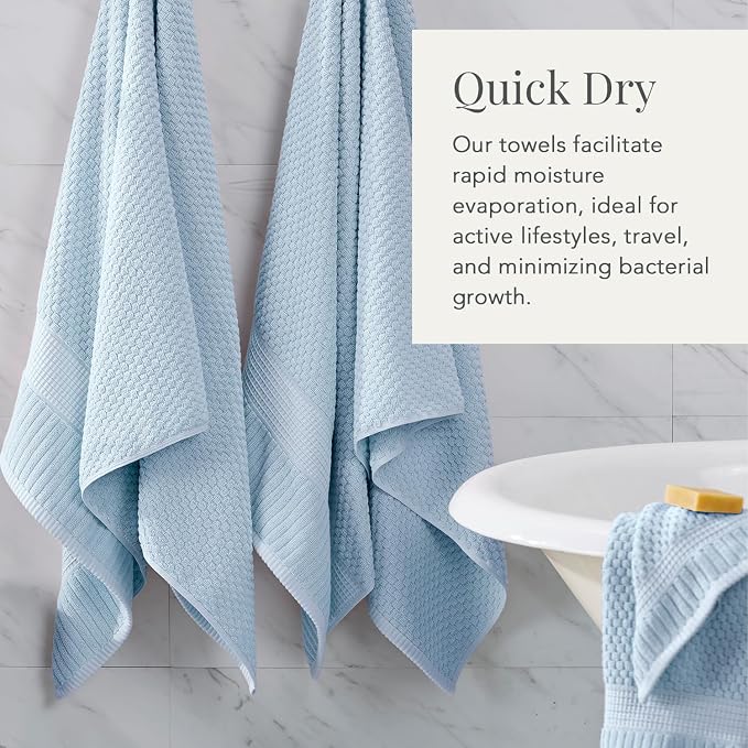 NY Loft 100% Cotton 2-Pack Oversized Bath Towel Set | Blue | Quick-Dry | Two Oversized 35" x 70" Bath Towels / Bath Sheets | Super Absorbent | Designer-Styled Texture