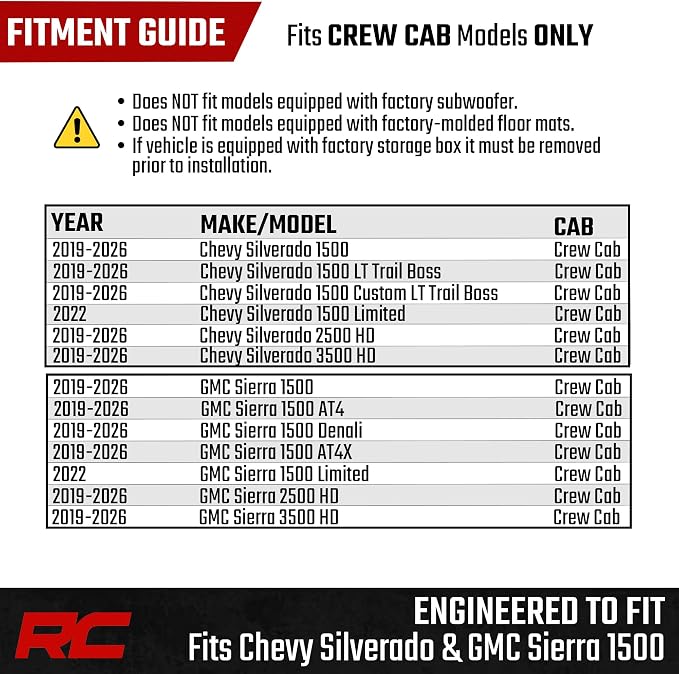 Rough Country Under Seat Storage for 19-22 1500 | 20-22 2500HD/3500HD - RC09051A