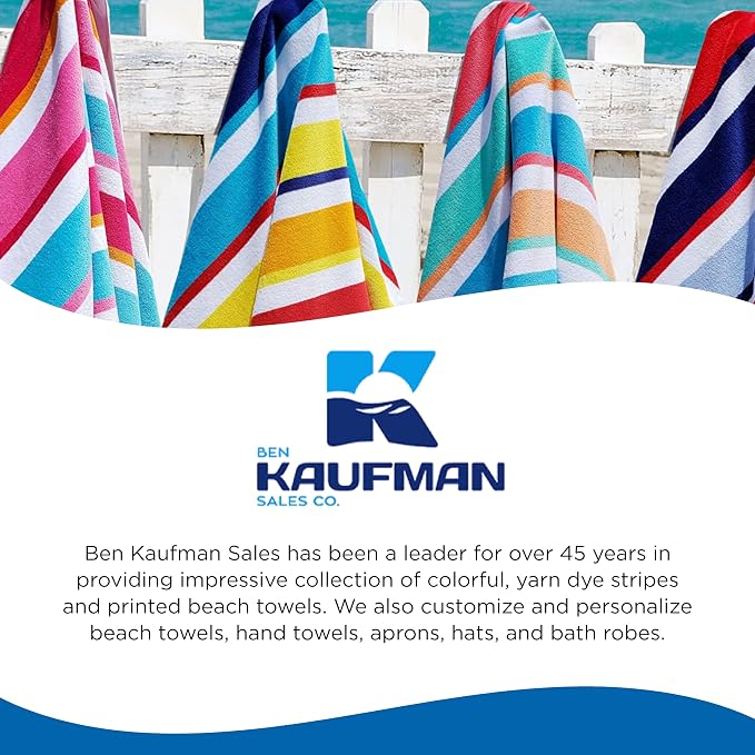 Kaufman - Colorful Racing Striped Beach & Pool Towel - Extra Large Beach Towel - Soft & Absorbent 100% Cotton Towels - Assorted Colors - 32" x 62" - 24 Pack