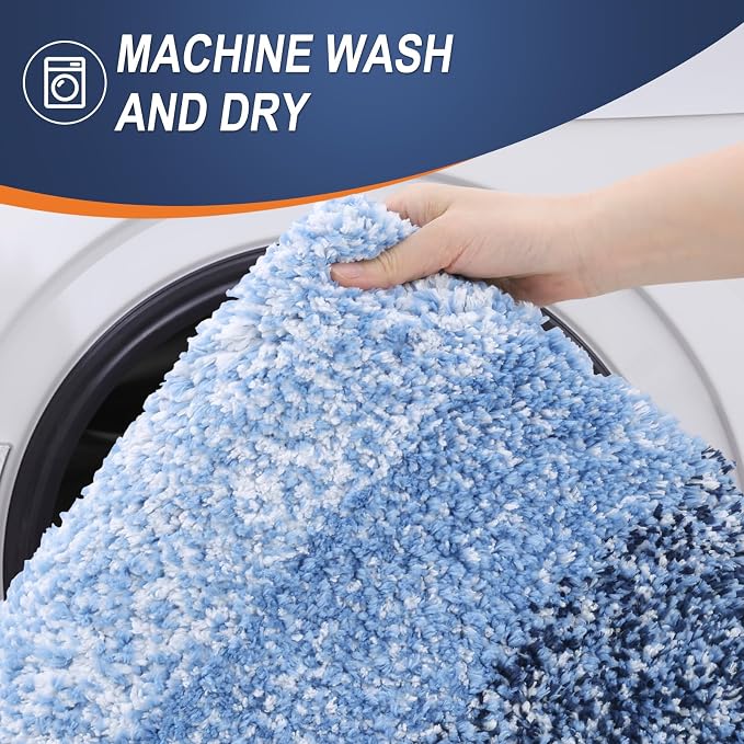 OLANLY Bathroom Rug Mat 36x24, Extra Soft and Absorbent Microfiber Bath Rugs, Non-Slip Plush Shaggy Bath Carpet, Machine Wash Dry, Bath Mats for Bathroom Floor, Tub and Shower, Navy