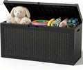 Outdoor Storage Box,98 Gallon Waterproof Resin Patio Deck Box | UV Resistant Lockable Package Delivery Bin, Toy Cabinet, Shoe & Garden Tools Storage, Ottoman, Indoor/Outdoor