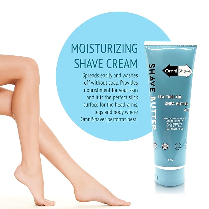 OmniShaver Shave Butter – Moisturizing Shaving Cream for Men & Women | Sensitive Skin Formula | Travel Size 6 oz | Aloe, Tea Tree & Shea Butter - Pack of 6